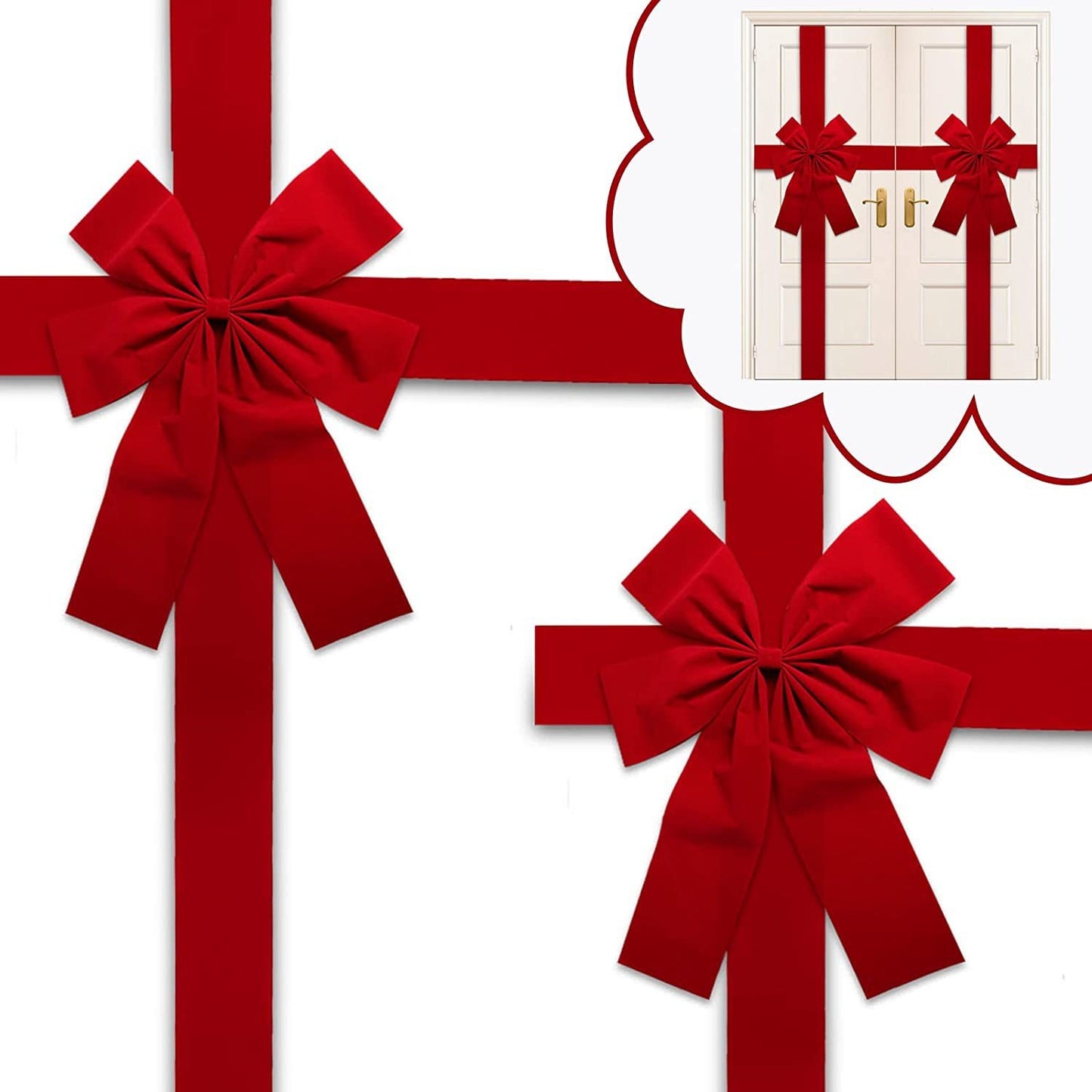 Christmas Door Hanging Bow Ribbon
