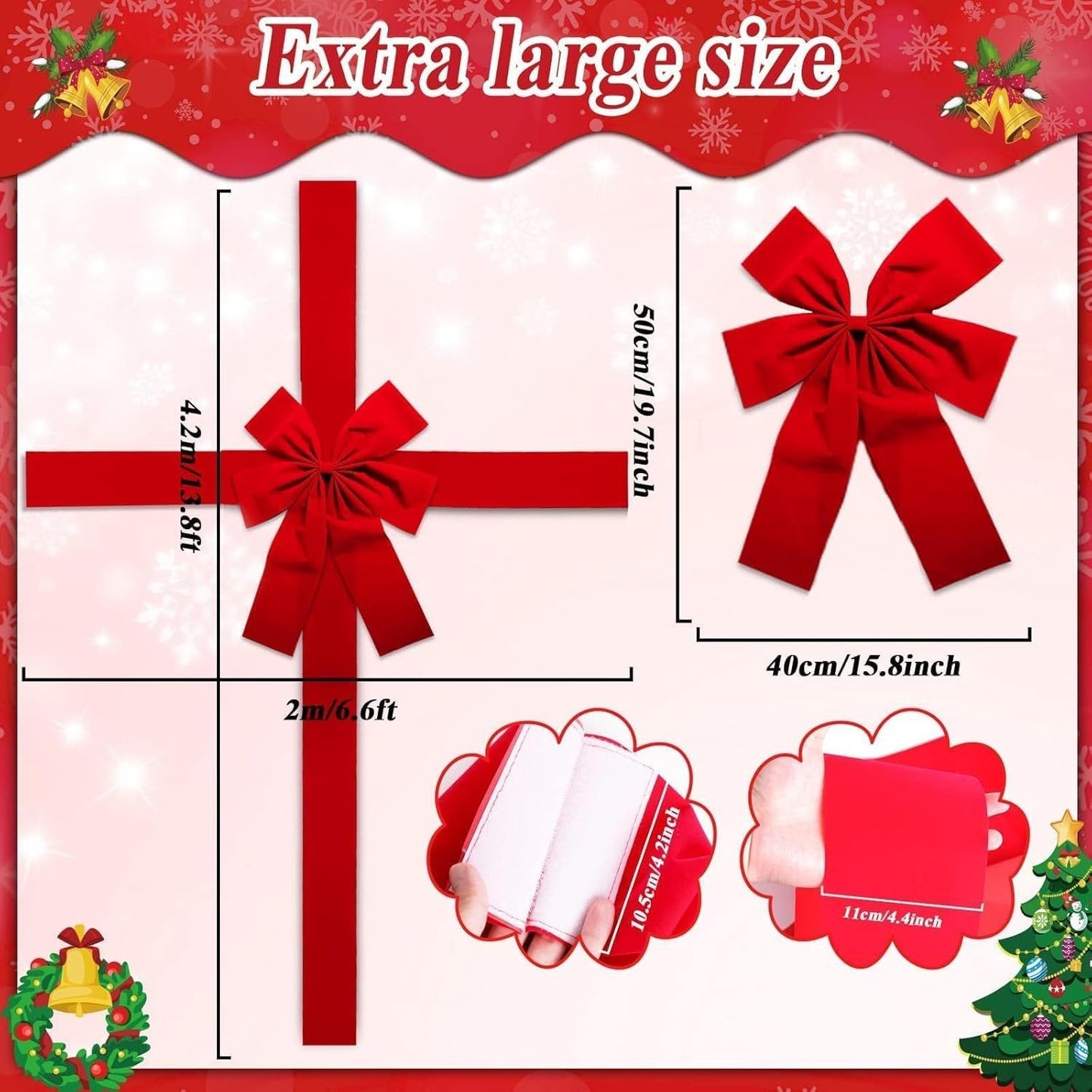 Christmas Door Hanging Bow Ribbon
