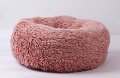 Round Plush Dog Bed for Small Dogs and Puppies